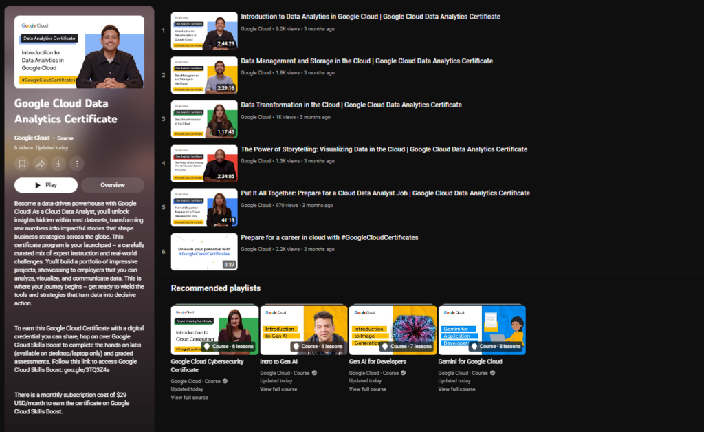 AI course for beginners by Google Cloud YouTube preview.