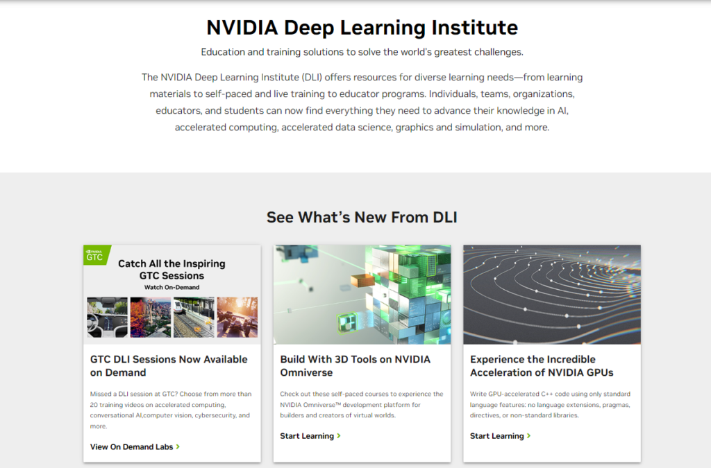 AI course for beginners by Nvidia.