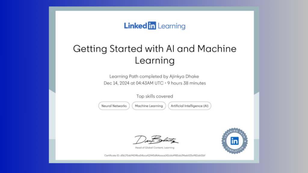 AI programs with certification by LinkedIn learning. 