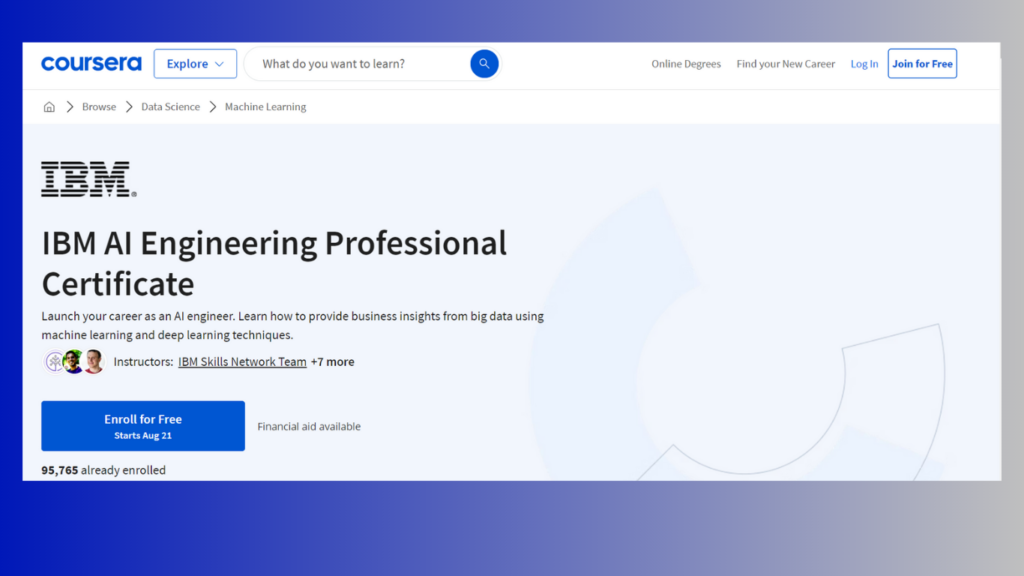 AI programs with certification for AI engineers by IBM.
