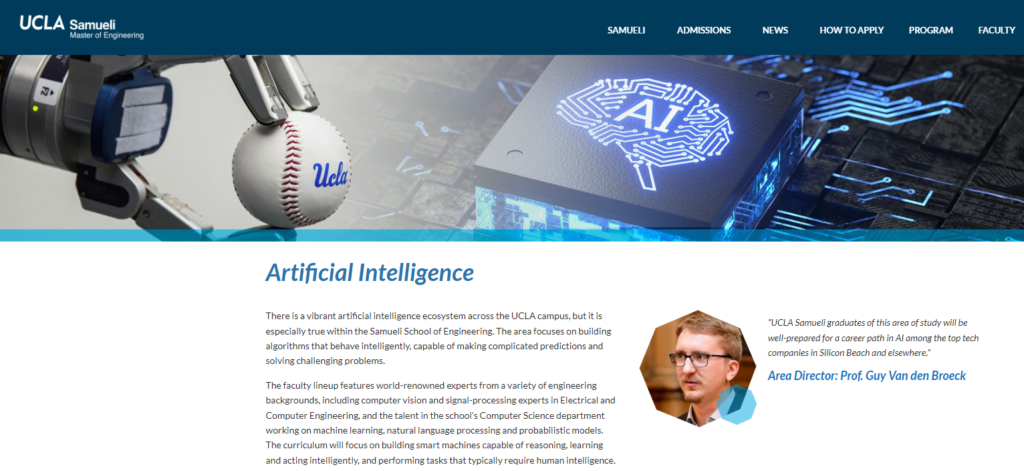 Artificial Intelligence Masters programs by California University.