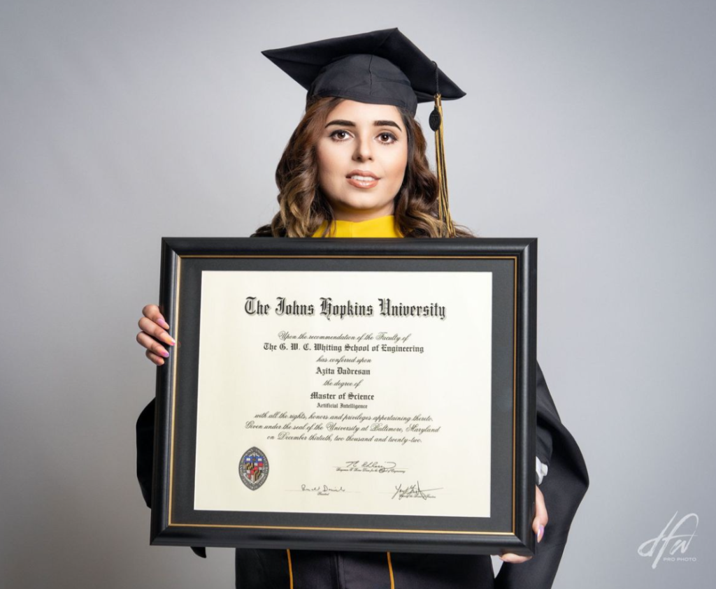 Certificate of Artificial Intelligence Masters programs by Azita Dadresan.