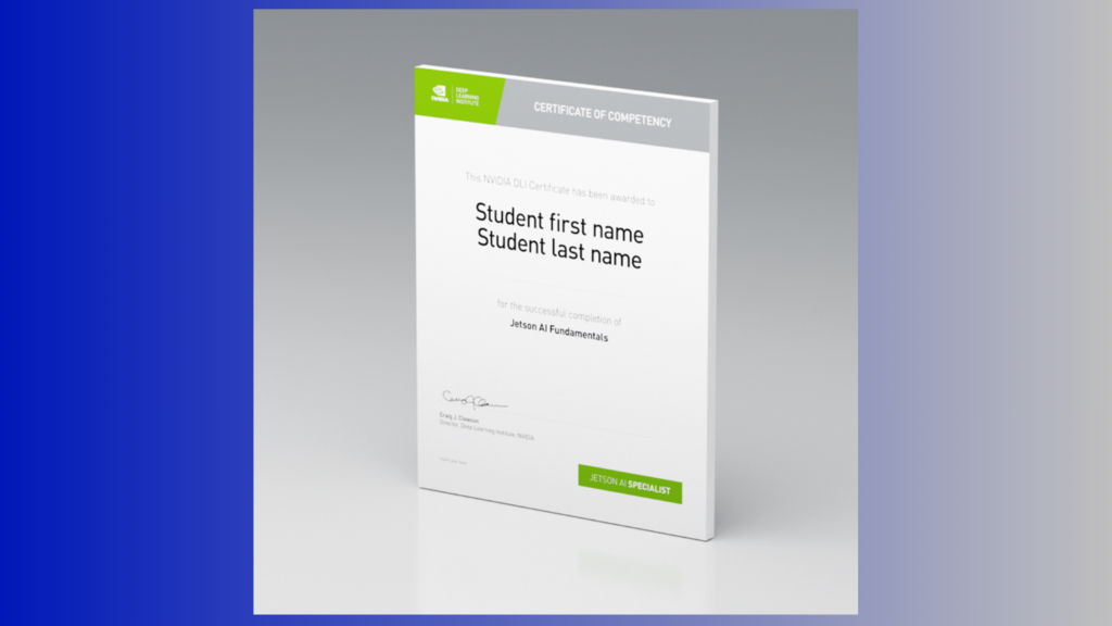 Sample certificate of ai programs with certification for ai developers by NVIDIA.